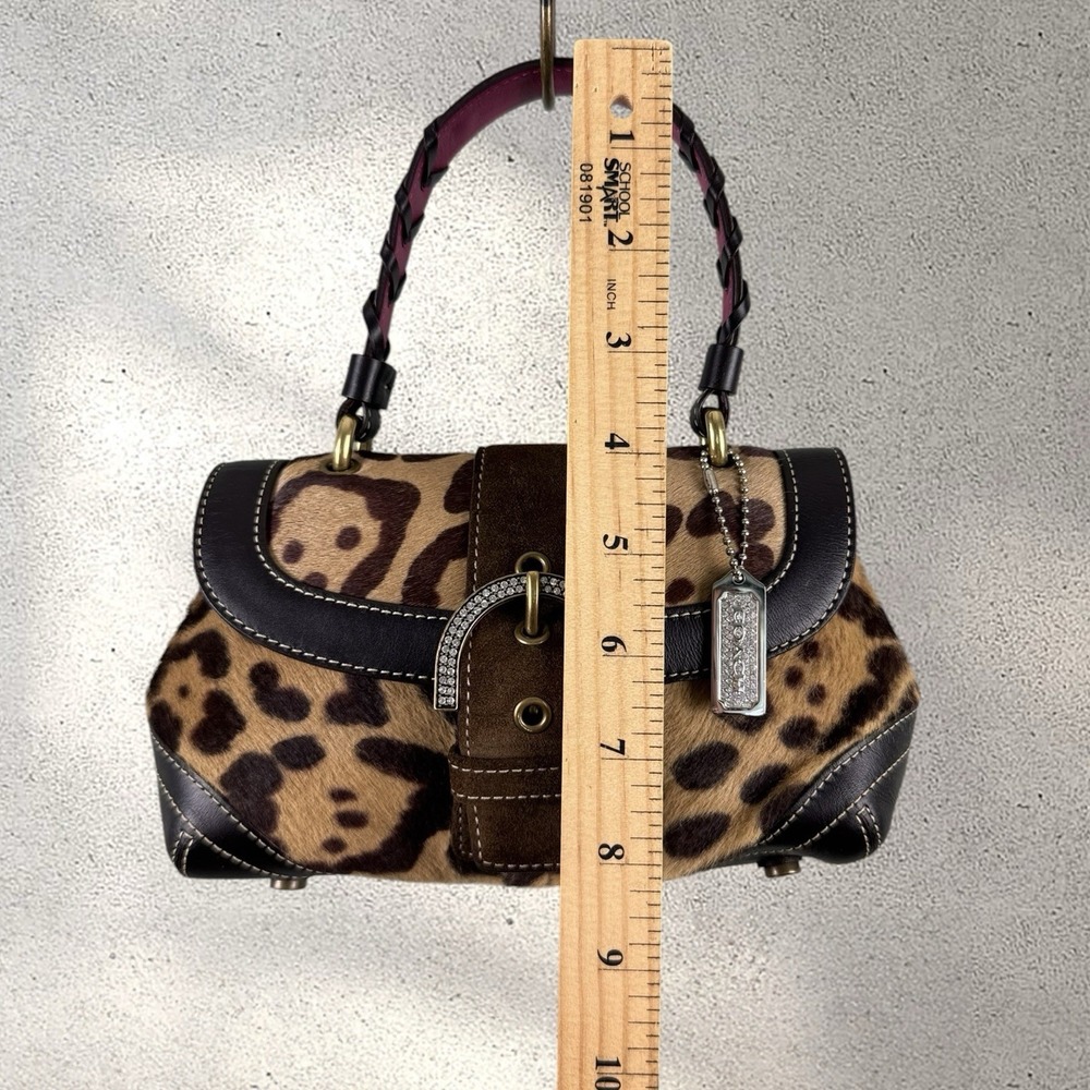Vtg Y2K Coach Limited Edition Soho Madison Ocelot Calf Hair Top Handle Bag - Picture 12 of 13